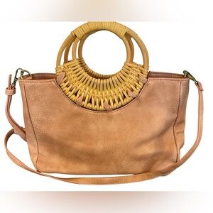 Anthropologie peachy color Marianne Bamboo Handle Tote/purse/bag